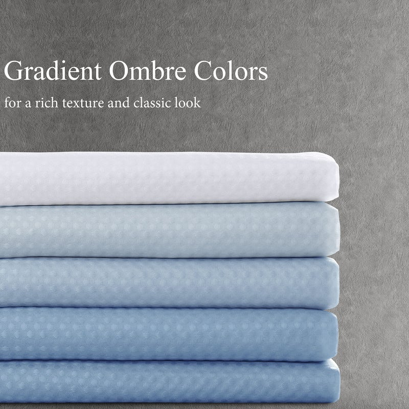 Naturoom Blue Shower Curtains for Bathroom Blue and White Ombre Curtains for Bathroom Water Repellent Curtain Liner with Hooks Machine Washable 72 x 72 Inches - Image 2